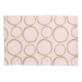 Gold Circles & Blushing Pink Modern Trendy Mod Kussensloop