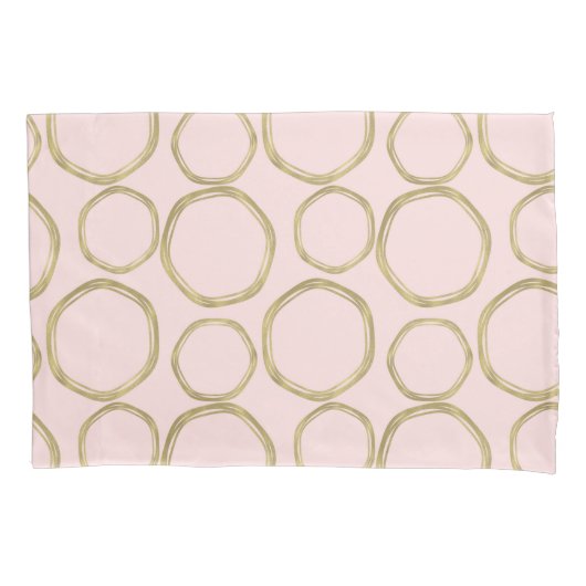 Gold Circles & Blushing Pink Modern Trendy Mod Kussensloop (Voorkant)