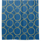 Gold Circles & Bright Blue Modern Trendy Douchegordijn (Voorkant)