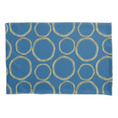 Gold Circles & Bright Blue Modern Trendy Kussensloop (Voorkant)