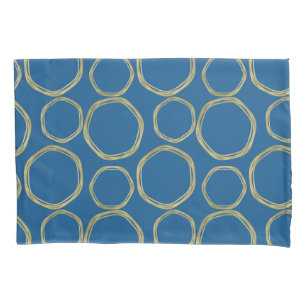 Gold Circles & Bright Blue Modern Trendy Kussensloop