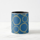 Gold Circles & Bright Blue Modern Trendy Mok (Midden)