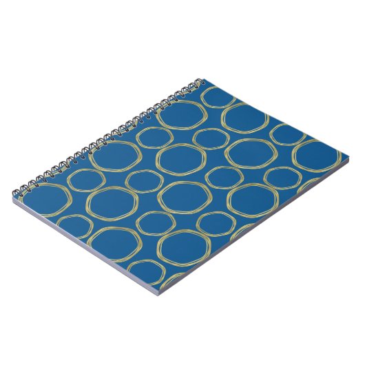 Gold Circles & Bright Blue Modern Trendy Notitieboek (Linkerzijde)