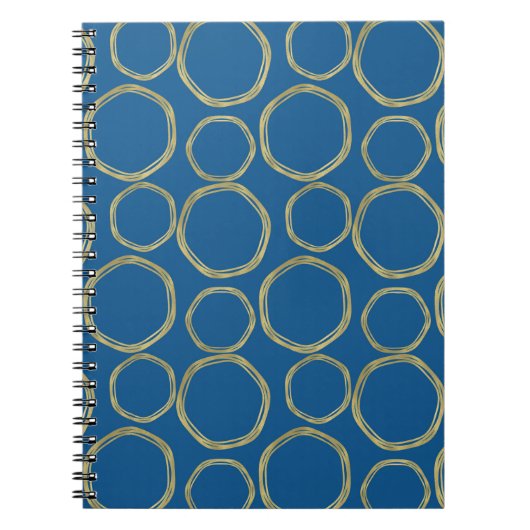 Gold Circles & Bright Blue Modern Trendy Notitieboek (Voorkant)