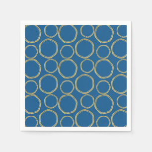 Gold Circles & Bright Blue Modern Trendy Servet