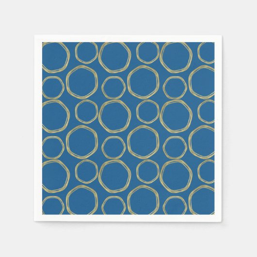 Gold Circles & Bright Blue Modern Trendy Servet (Voorkant)