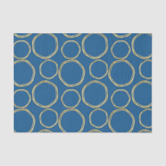 Gold Circles & Bright Blue Modern Trendy Tissuepapier (Voorkant)
