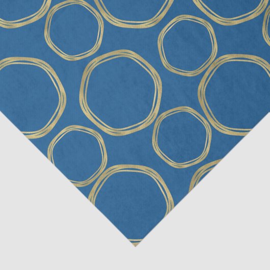 Gold Circles & Bright Blue Modern Trendy Tissuepapier (Detail)