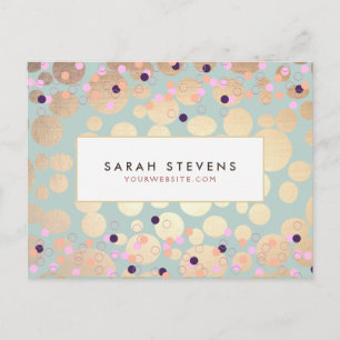 Gold Circles Colorful Confetti Beauty Salon Briefkaart