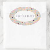 Gold Circles Colorful Confetti Beauty Salon Ovale Sticker (Tas)