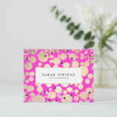 Gold Circles Confetti Beauty Salon Hot Pink Briefkaart (Staand voorkant)