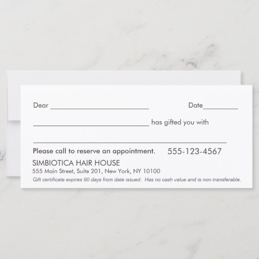 Gold Circles Confetti Salon Spa Cadeaubon (Achterkant)