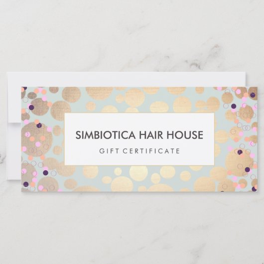 Gold Circles Confetti Salon Spa Cadeaubon (Voorkant)