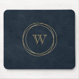 Gold Circles donkerblauwe monogram Muismat