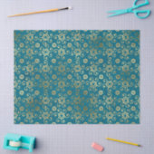 Gold Circles en Swirls op Blauwgroen ontkoppeling Tissuepapier (Craft)