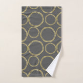 Gold Circles & Grey Modern Trendy Bad Handdoek (Handdoek)