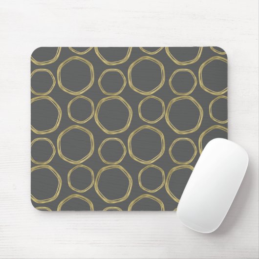 Gold Circles & Grey Modern Trendy Muismat (Met muis)