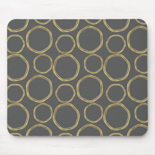 Gold Circles & Grey Modern Trendy Muismat (Voorkant)