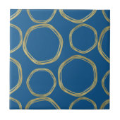 Gold Circles & Rustic Aqua Blue Chic Modern Tegeltje (Voorkant)