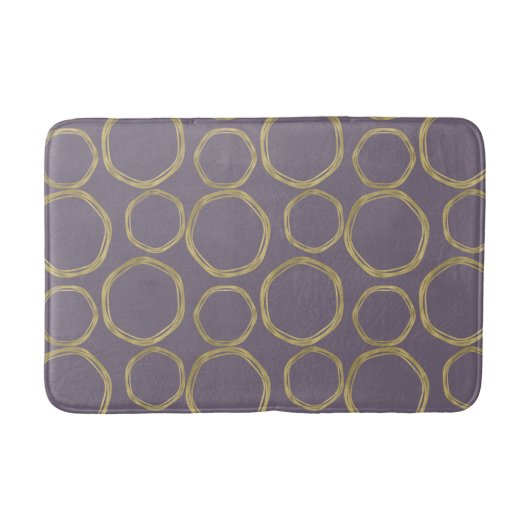 Gold Circles & Rustic Taupe Paars Modern Trendy Badmat (Voorkant)