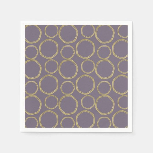 Gold Circles & Rustic Taupe Paars Modern Trendy Servet (Voorkant)