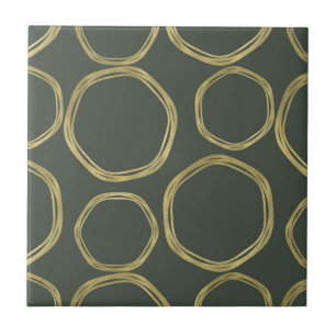 Gold Circles & Rustige Olive Green Chic Modern Tegeltje