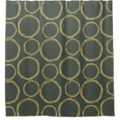 Gold Circles & Rustige Olive Green Modern Trendy Douchegordijn (Voorkant)
