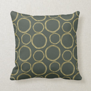 Gold Circles & Rustige Olive Green Modern Trendy Kussen