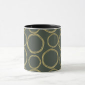 Gold Circles & Rustige Olive Green Modern Trendy Mok (Midden)