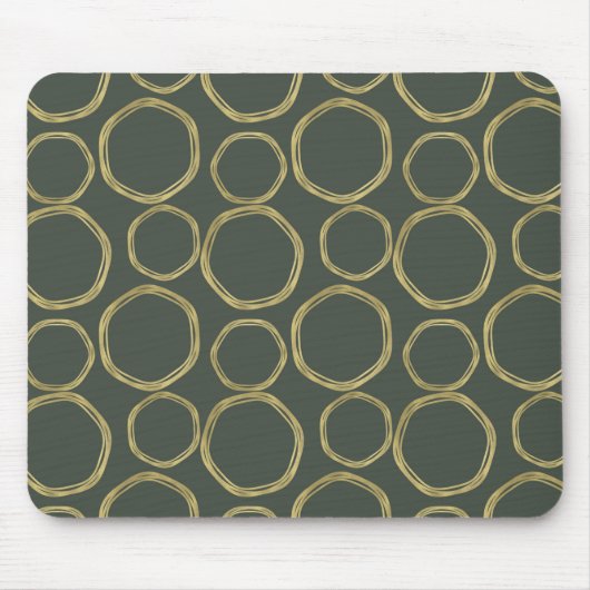Gold Circles & Rustige Olive Green Modern Trendy Muismat (Voorkant)