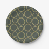 Gold Circles & Rustige Olive Green Modern Trendy Papieren Bordje (Voorkant)