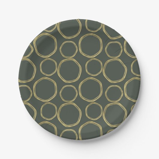 Gold Circles & Rustige Olive Green Modern Trendy Papieren Bordje (Voorkant)