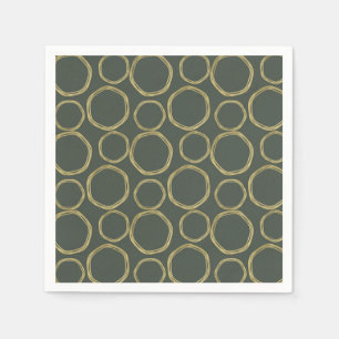 Gold Circles & Rustige Olive Green Modern Trendy Servet