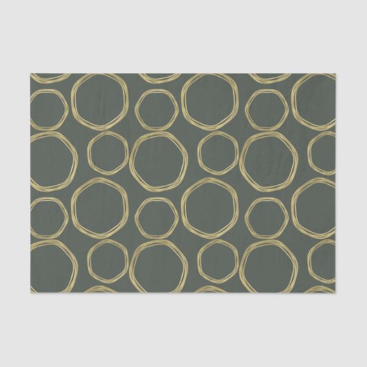 Gold Circles & Rustige Olive Green Modern Trendy Tissuepapier (Voorkant)