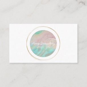 Gold Circular Mint Green Opal Design Visitekaartje