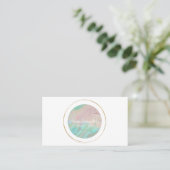 Gold Circular Mint Green Opal Design Visitekaartje (Staand voorkant)