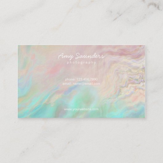 Gold Circular Mint Green Opal Design Visitekaartje (Achterkant)