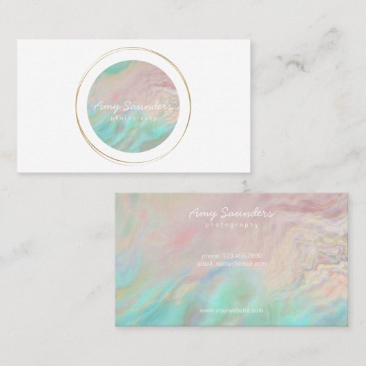 Gold Circular Mint Green Opal Design Visitekaartje (Voorkant / Achterkant)