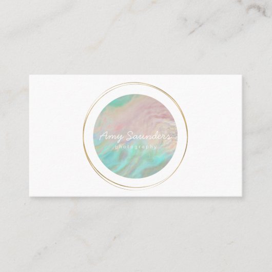 Gold Circular Mint Green Opal Design Visitekaartje (Voorkant)