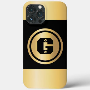 Gold Cirkel Aangepast Initiaal Monogram zwart Gold Case-Mate iPhone Case