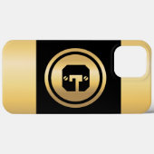 Gold Cirkel Aangepast Initiaal Monogram zwart Gold Case-Mate iPhone Case (Achterkant (horizontaal))