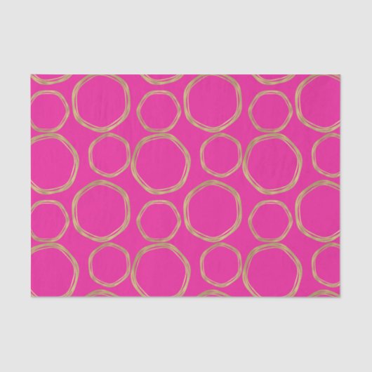 Gold-cirkels en hot-roze, heldere, moderne tapedri tissuepapier (Voorkant)