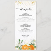 Gold Citrus Orange Script Floral Wedding Menu (Voorkant)