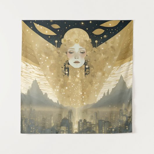 Gold City Angel Tapestry Wandkleed (Voorkant)