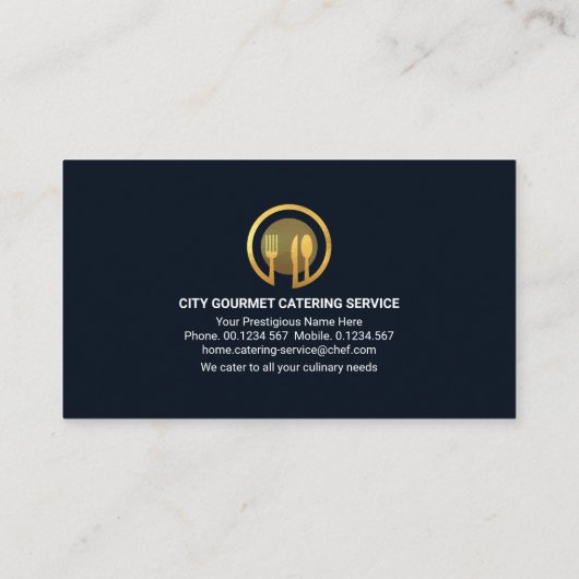 Gold City Silhouette Waiter Serving Visitekaartje (Achterkant)