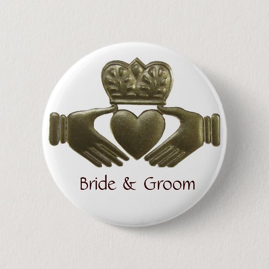 Gold Claddagh Bride en Groom Button (Voorkant)