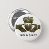 Gold Claddagh Bride en Groom Button (Voorkant /achterkant)