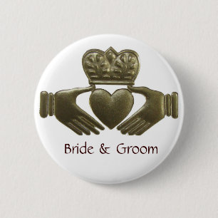 Gold Claddagh Bride en Groom Button