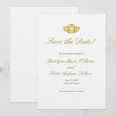 Gold Claddagh Ring slaat de datumkaart op Save The Date (Voorkant / Achterkant)