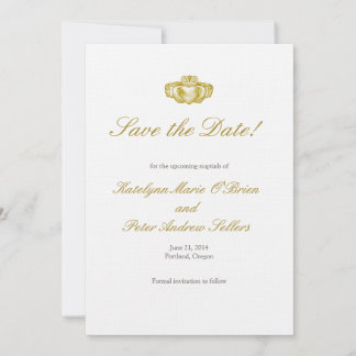 Gold Claddagh Ring slaat de datumkaart op Save The Date